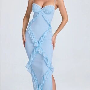 Oh Polly Blue Bodycon Dress Sweetheart Neckline Cocktail